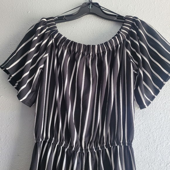 AMBIANCE Black and White Striped Jumpsuit - Picture 2 of 3